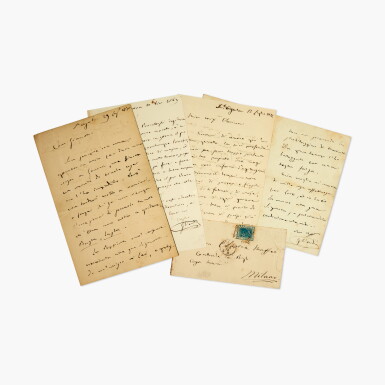 View full screen - View 1 of Lot 101. Giuseppe Verdi | Four autograph letters signed, including two to Clarina Maffei, 1869-1874.