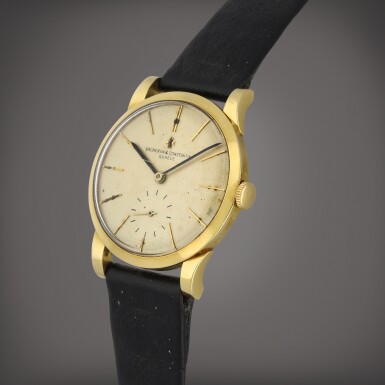 View full screen - View 1 of Lot 6. Reference 6032, 'The PM' | A yellow gold wristwatch presented to the Prime Minister of Great Britain Harold Macmillan | Circa 1955.