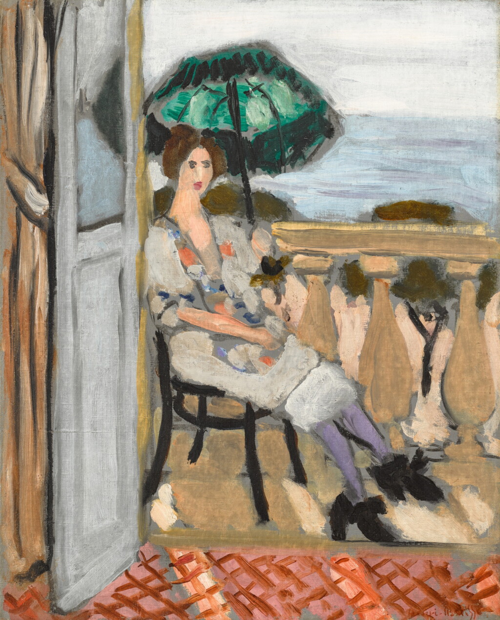 View full screen - View 1 of Lot 34. Femme à l’ombrelle verte.