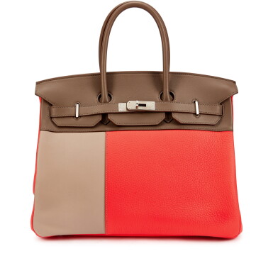 View full screen - View 1 of Lot 5589. Limited Edition Rose Jaipur, Etoupe and Argile Swift and Clemence Cascade Birkin 35 Brushed Palladium Hardware, 2013.