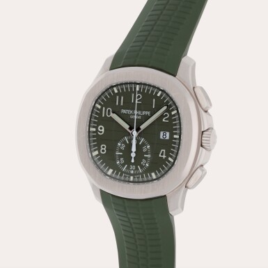 View full screen - View 1 of Lot 67. Aquanaut, Reference 5968G-010 | A white gold flyback chronograph wristwatch with date | Circa 2021.