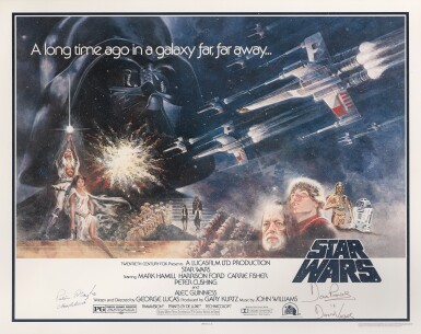 View full screen - View 1 of Lot 79. Star Wars (1977), poster, signed by Peter Mayhew and David Prowse, US.