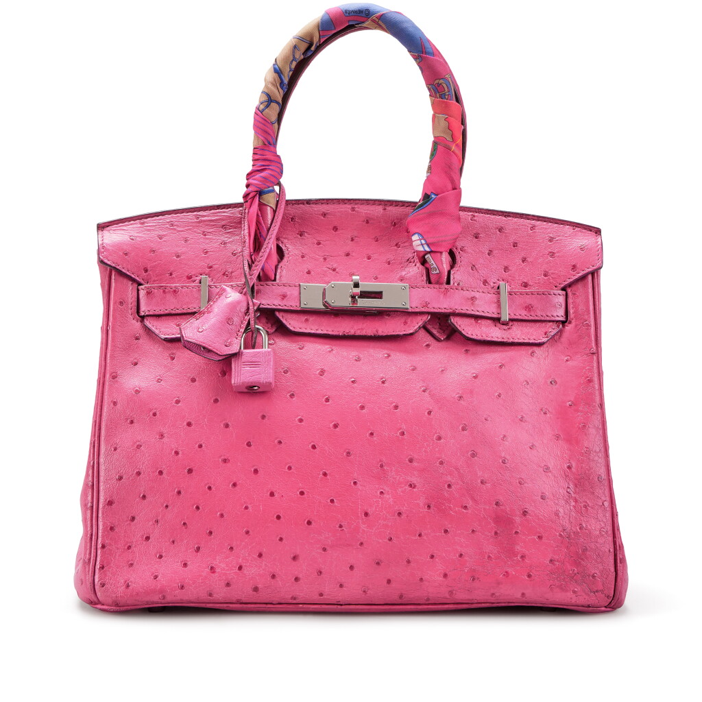 View full screen - View 1 of Lot 15. Fuschia Ostrich Birkin 30 Palladium Hardware, 2004.
