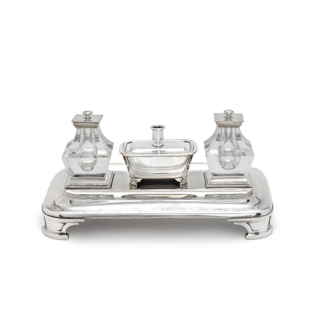 View full screen - View 1 of Lot 671. A Victorian silver inkstand, Edward Barnard & Sons, London, 1846.