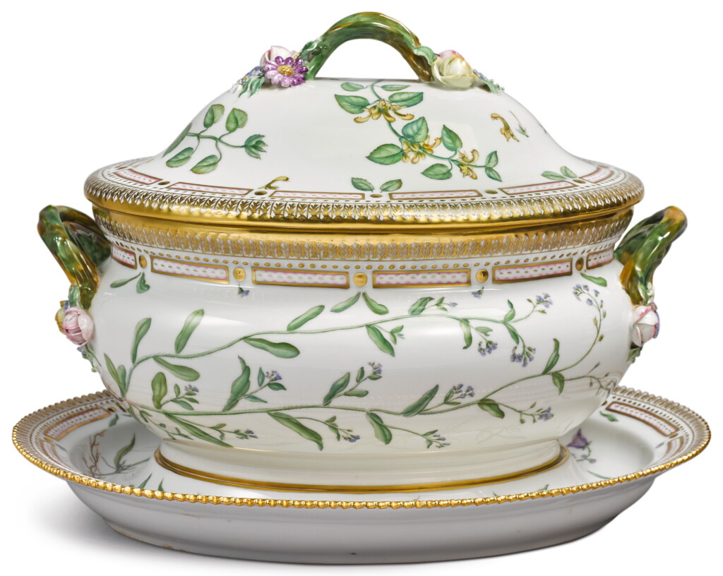 View full screen - View 1 of Lot 150. A ROYAL COPENHAGEN 'FLORA DANICA' OVAL TUREEN, COVER AND STAND, MODERN.