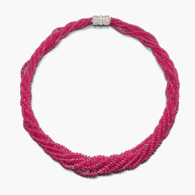 View full screen - View 1 of Lot 1739. Spinel and Diamond Necklace | 卡地亞 | 尖晶石 配 鑽石 項鏈.