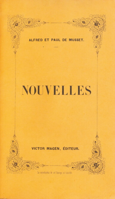 View full screen - View 1 of Lot 143. MUSSET (Alfred et Paul de). Nouvelles. 1848. Demi-maroquin violet de Durvand. Édition originale..