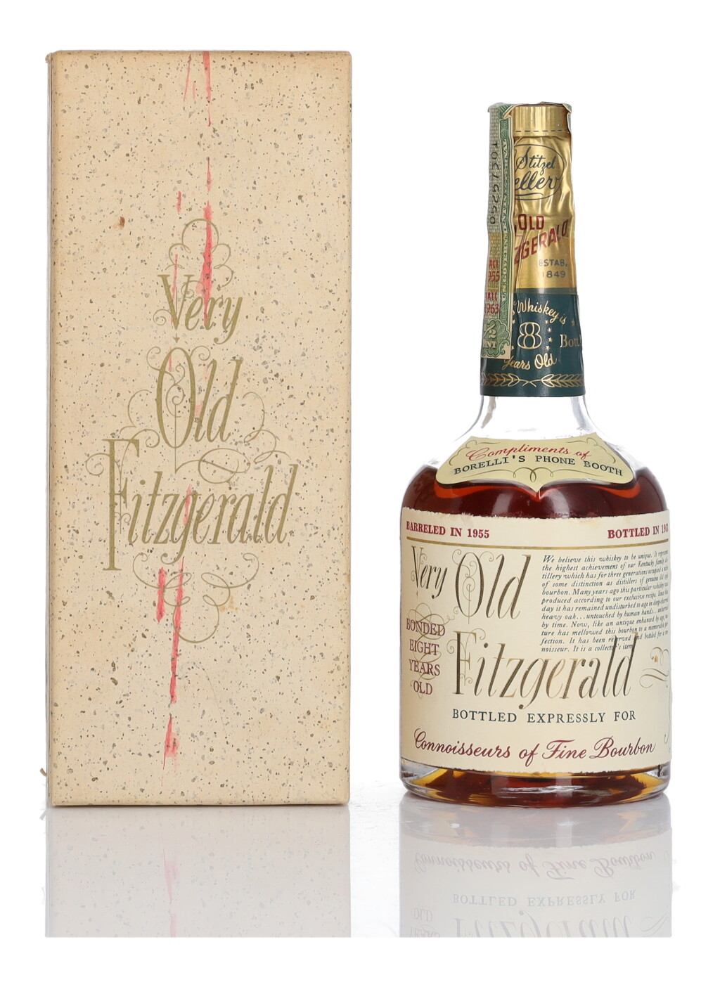 View full screen - View 1 of Lot 335. Very Old Fitzgerald 8 Year Old Bottled In Bond 100 Proof 1955 (1 Bottle Half-Pint).
