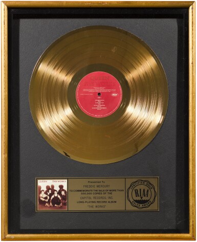 View full screen - View 1 of Lot 2168. Queen – Freddie Mercury's RIAA sales award for The Works.