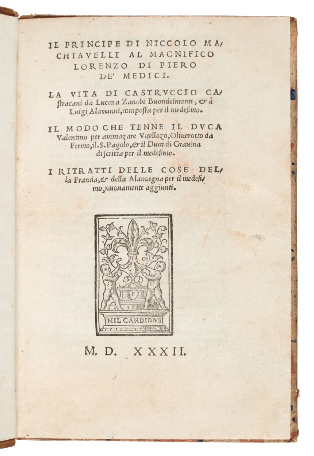 View full screen - View 1 of Lot 169. Machiavelli, Il Principe, Florence, 1532, later Danish half calf.