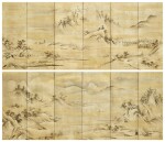 Soga Chokuan (active circa 1596-1615), Eight Views of the Xiao and Xiang Rivers (Shosho hakkei), Momoyama period, late 16th - early 17th century | 曽我直庵 瀟湘八景図屏風 桃山時代 16世紀後半〜17世紀初頭
