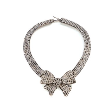 View full screen - View 1 of Lot 604. Frances Patiky Stein's Collection: Bow Necklace Covered in Strass, Circa 1971-1981.