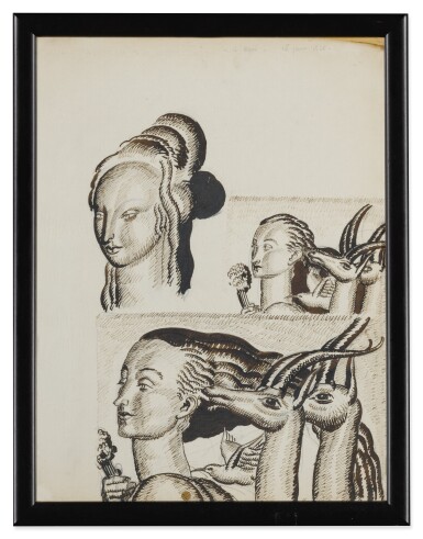 View full screen - View 1 of Lot 77. JEAN-THÉODORE DUPAS | ÉTUDE DE FEMMES ET GAZELLES.