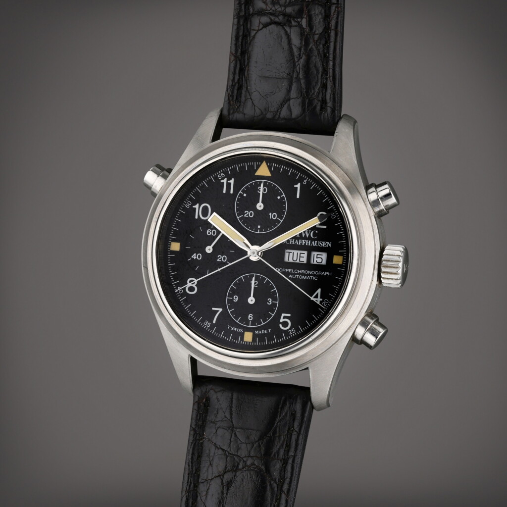 View full screen - View 1 of Lot 330. Reference 3713 Doppelchronograph | A stainless steel automatic split second chronograph wristwatch with day and date, Circa 2003.
