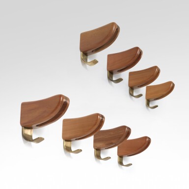 View full screen - View 1 of Lot 87. Eight wall-mounted coat hangers.