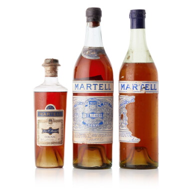 View full screen - View 1 of Lot 6587. Martell 3 3tars Cognac Mixed Lot NV (3 BT70).