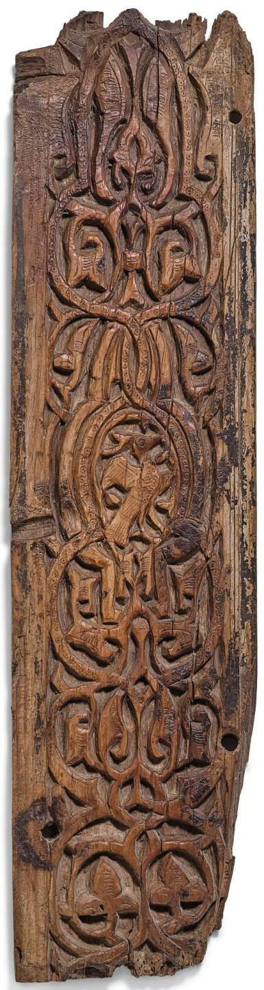 View full screen - View 1 of Lot 210. A FATIMID CARVED WOOD PANEL, PROBABLY FROM A PORTAL, EGYPT, CAIRO, 11TH CENTURY.