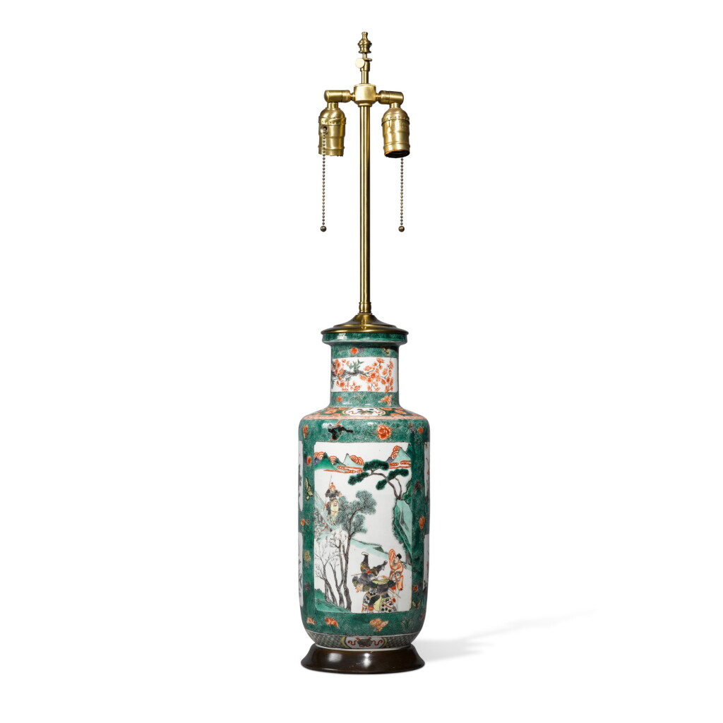 View full screen - View 1 of Lot 231. A Chinese Famille-Verte 'Figural' Rouleau Vase, Qing Dynasty, 19th Century | 清十九世紀 五彩人物故事圖棒槌瓶.
