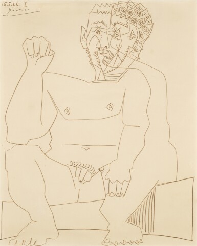 View full screen - View 1 of Lot 14. Homme nu assis.