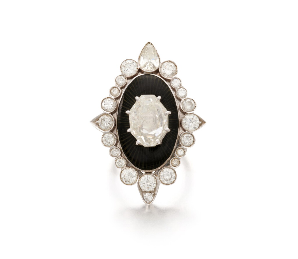 View full screen - View 1 of Lot 13. DIAMOND AND ENAMEL RING (ANELLO IN DIAMANTI E SMALTO) .