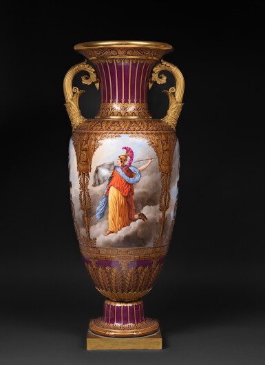 View full screen - View 1 of Lot 45. A Sèvres porcelain gilt-bronze mounted vase (vase étrusque carafe 1ère grandeur), 1832.