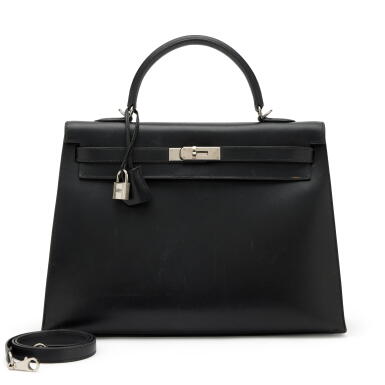 View full screen - View 1 of Lot 138. Vintage Black Box Sellier Kelly 35 Palladium Hardware, 2002.