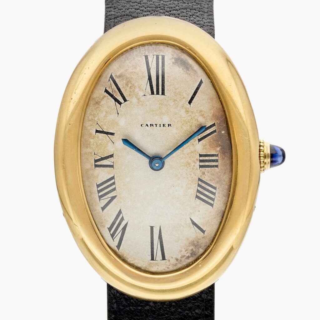 View full screen - View 1 of Lot 60. 'Large' Baignoire | A rare and unusually large yellow gold oval wristwatch, Circa 1966.