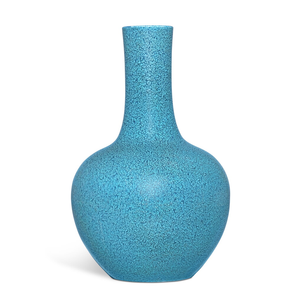 View full screen - View 1 of Lot 161. A robin's egg-glazed bottle vase, Qing dynasty, Qianlong / Jiaqing period.