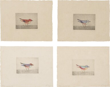 View full screen - View 1 of Lot 1. OISEAU COLORIÉ À L'AQUARELLE.