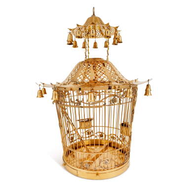 View full screen - View 1 of Lot 179. An English Silver-Gilt Bird Cage, Tiffany & Co., London, 1985.