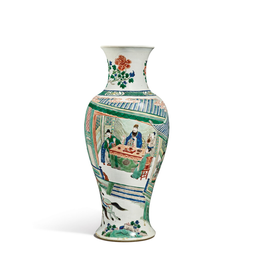 View full screen - View 1 of Lot 354. A famille-verte baluster vase, Qing dynasty, Kangxi period.