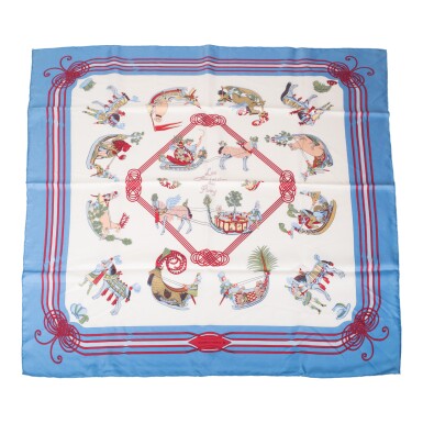 View full screen - View 1 of Lot 167. Hermès "Les Fantasies Du Roy" Scarf 90cm of Silk Twill.