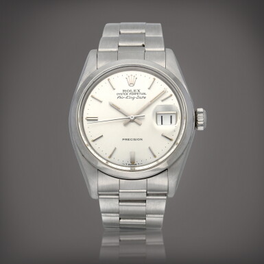 View full screen - View 1 of Lot 518. Air King Date, Reference 5700 | A stainless steel wristwatch with date and bracelet | Circa 1974.