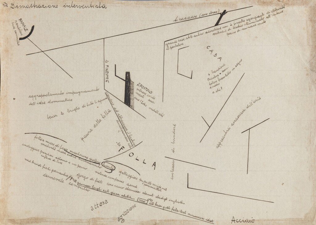 View full screen - View 1 of Lot 12. Dimostrazione interventista. 1915. Original drawing. .