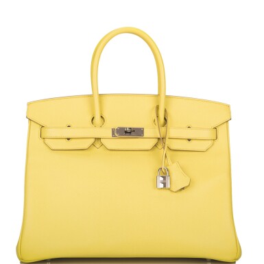 View full screen - View 1 of Lot 68. Hermès Soufre Birkin 35cm of Epsom Leather with Palladium Hardware .
