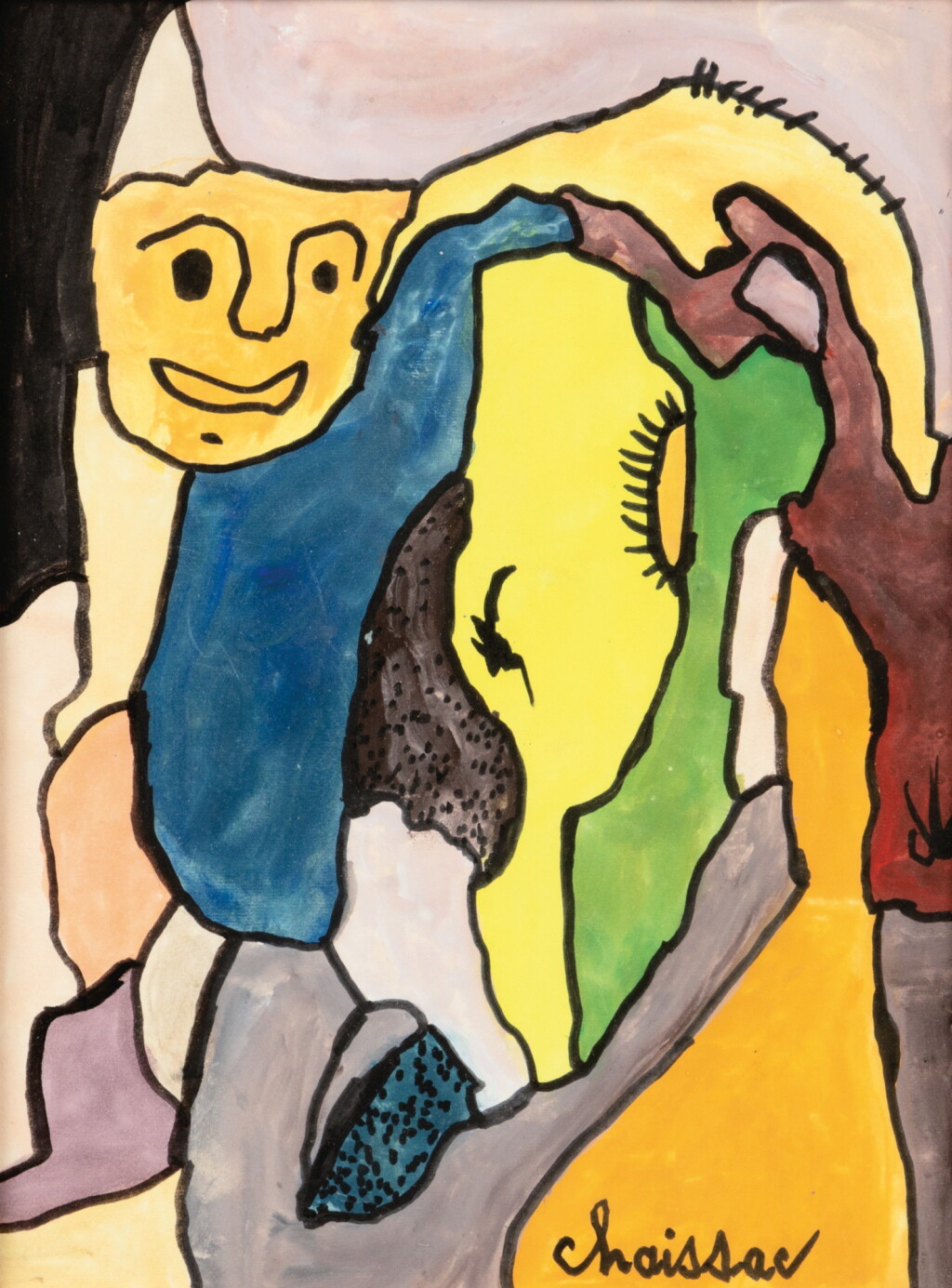 View full screen - View 1 of Lot 45. GASTON CHAISSAC | FORME ET VISAGE JAUNE.