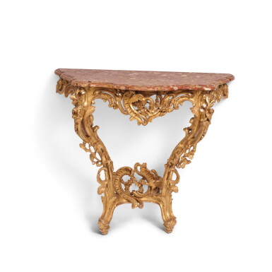 View full screen - View 1 of Lot 545. A German giltwood console, circa 1750.