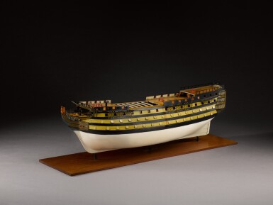 View full screen - View 1 of Lot 20. A full hull 1:48 scale model of HMS Victory, a 100 gun first rate three deck ship of the line, English, circa 1800.