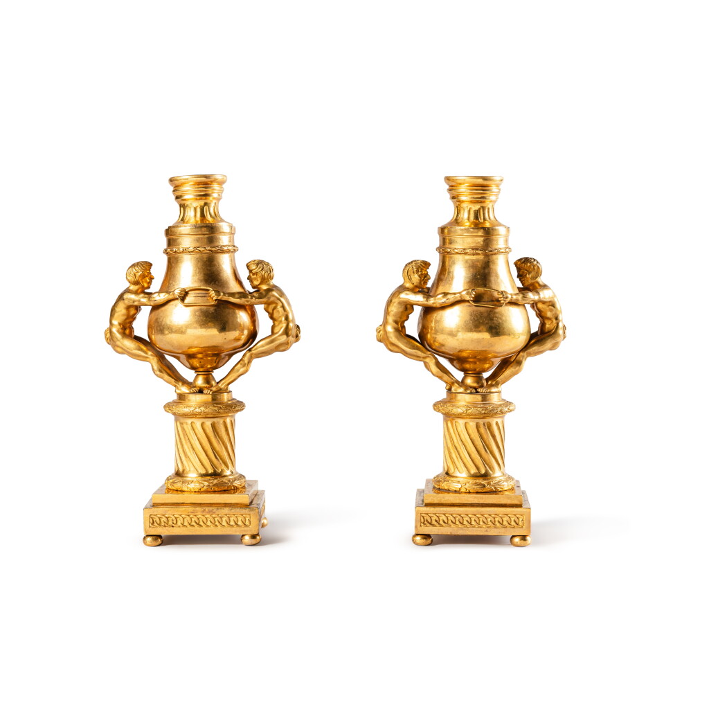 View full screen - View 1 of Lot 8. A pair of neoclassical gilt-bronze cassolettes, Vienna, circa 1770.