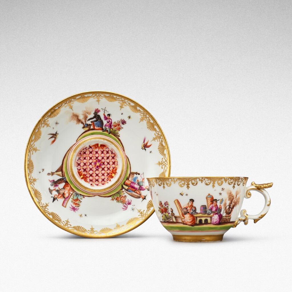 View full screen - View 1 of Lot 81. A Meissen cup and trembleuse saucer, Circa 1740 .