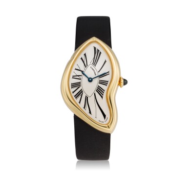 View full screen - View 1 of Lot 306. Crash A commissioned piece yellow gold asymmetrical wristwatch, Circa 2007.