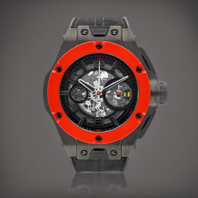 View full screen - View 1 of Lot 8920. Big Bang Unico “Ferrari”, Reference 402.QF.0110.WR | A limited edition carbon and red ceramic semi-skeletonised flyback chronograph wristwatch with date, Circa 2018 | 宇舶 | Big Bang Unico “Ferrari” 型號402.QF.0110.WR | 限量版鍛碳及紅色陶瓷半鏤空飛返計時腕錶,備日期顯示,約2018年製.