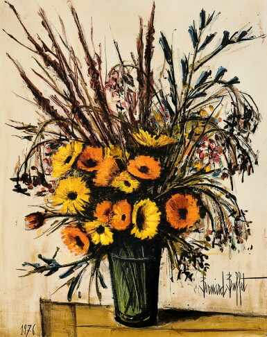 View full screen - View 1 of Lot 617. Bernard Buffet 貝爾納・布菲 | Grand bouquet de soucis III 萬壽菊花束 III.
