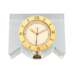 Cartier Lucite desk clock with LeCoultre manual winding movement, circa 1950