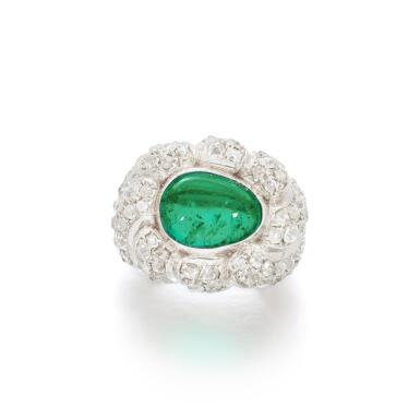View full screen - View 1 of Lot 1067. Emerald and diamond ring, 'Tourbillon', circa 1935.