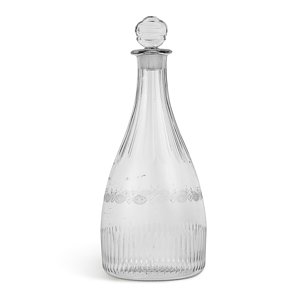 View full screen - View 1 of Lot 1193. A British Engraved Cut Glass Magnum Decanter and Stopper, Circa 1790.