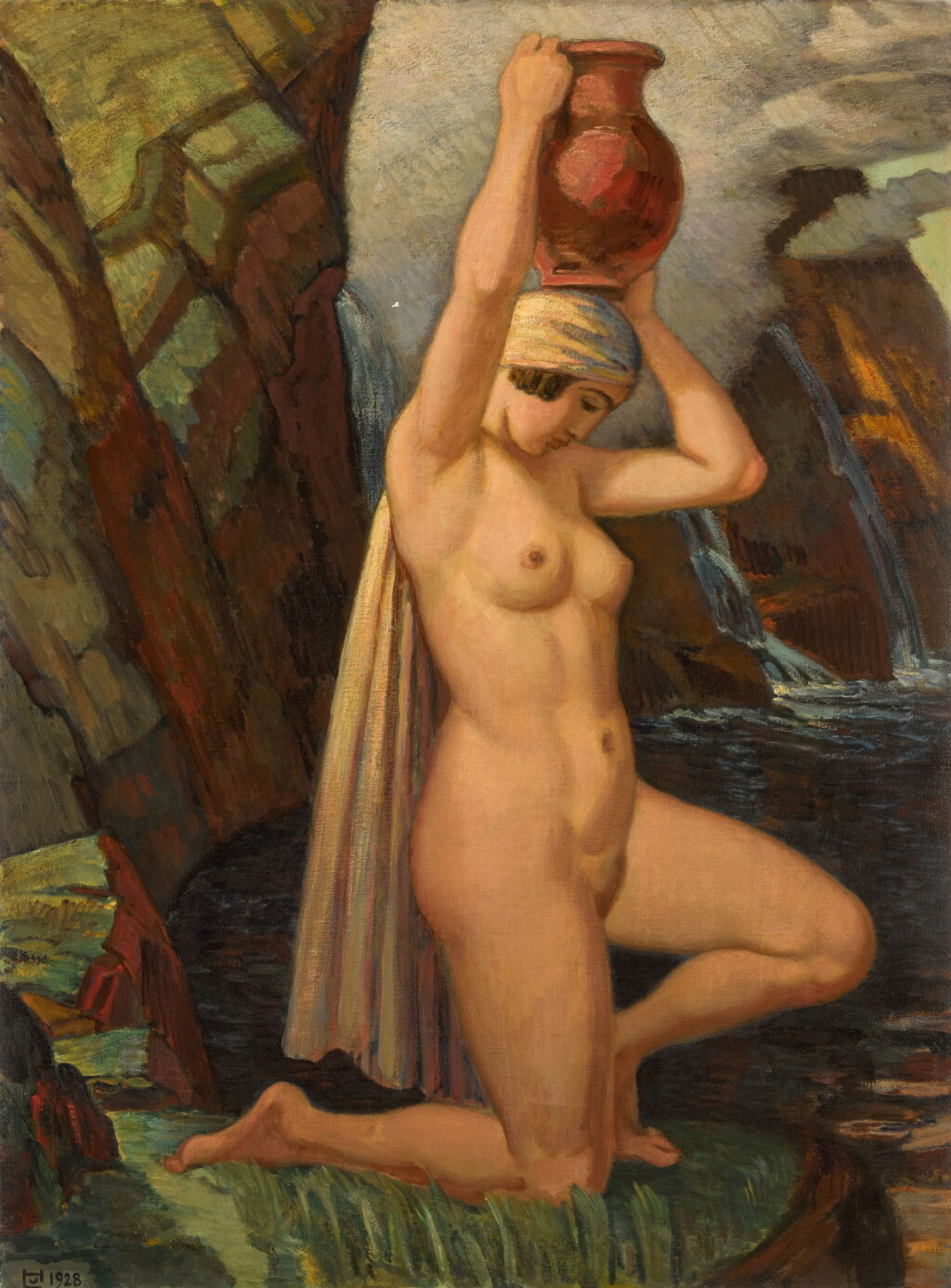 View full screen - View 1 of Lot 855. Bather with urn.