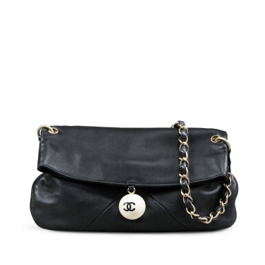 View full screen - View 1 of Lot 2065. Black Lambskin Resin Logo 8 Ball Shoulder Bag Brushed Gold Hardware, 2004.