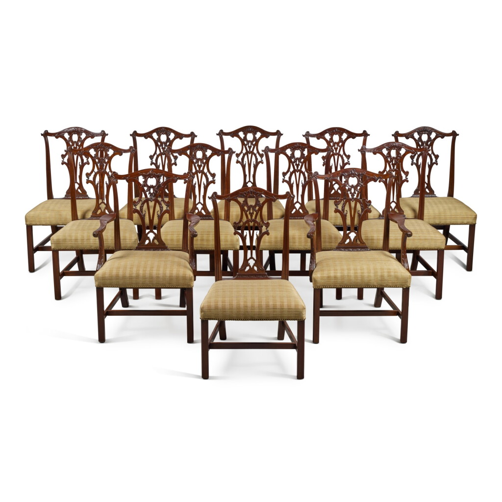 View full screen - View 1 of Lot 63. A Set of Twelve English Mahogany Dining Chairs, The Armchairs and Side Chairs George III, Circa 1765, Four Side Chairs Of A Later Date.