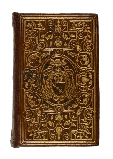 View full screen - View 1 of Lot 84. Tacitus, Annalium et historiarum libri qui extant, Lyon, 1576, Parisian fanfare binding with arms of Anselmo Dandini.